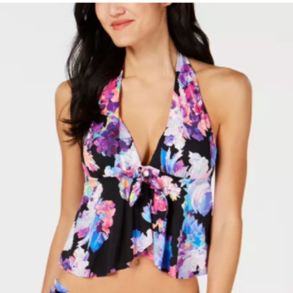 NWT Bar lll Tech Floral Halter Tankini Swim Top XS - Picture 1 of 4